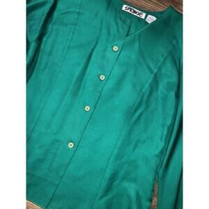 Stephen Sprouse boho Green Silk Vintage Button Up Y2K designer spring luxury top